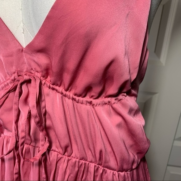 ZARA Maxi Dress Pink Sz XS/S Ruffle V Neck Stappy Feminine Chic Boho Cowgirl - Picture 9 of 14